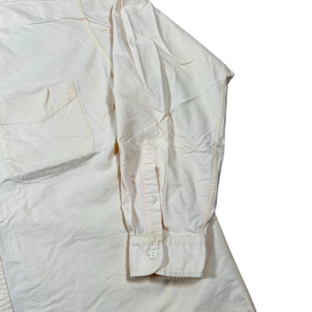 Vintage J Crew Oarsman Label Poplin Peach Salmon Cotton Normcore‎ Shirt Men's XL